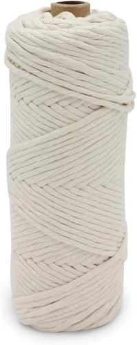 Miniatura 10 de Cuerda de macramé 21S de 0.157 in x 328.1 ft, cuerda trenzada de algodón 100% puro de lujo, cuerda trenzada para manualidades, colgar en la pared