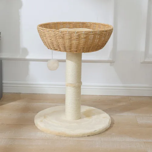 Miniatura 3 de SHENGOCASE Torre de árbol para gatos con cesta de mimbre de ratán, cama grande tejida a mano, percha de ventana para gatos grandes de hasta 20 libras