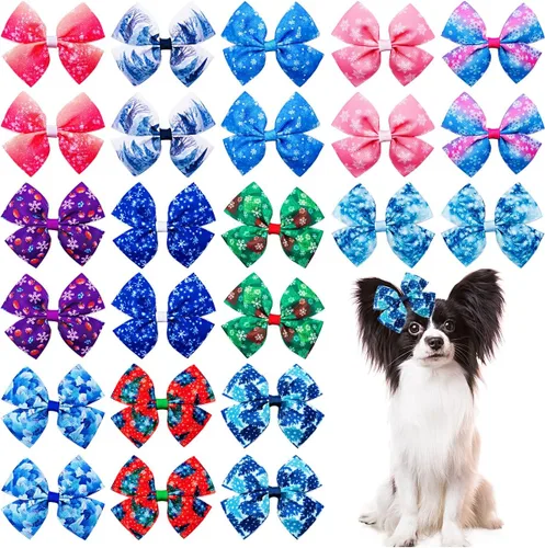 Miniatura 19 de 24 piezas/12 pares 10 cm Lazos para el pelo de perro grande con fruta de verano para perros de raza grande Bandas elásticas Lazo de pelo de perra
