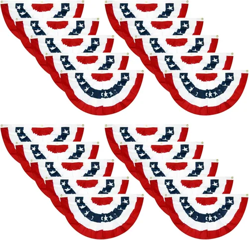 Miniatura 9 de EBaokuup 8 banderas patrióticas plisadas de Estados Unidos, de 3 x 1.5 pies, bandera de Estados Unidos, bandera patriótica, banderines de estrellas