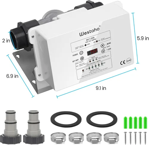 Miniatura 6 de Generador de cloro salino WiFi, sistema de cloración de sal con celda de titanio de Estados Unidos, monitoreo en tiempo real y control