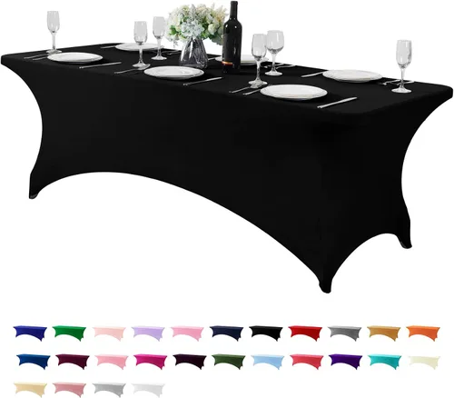 Miniatura 165 de Mantel de elastano para mesas de 4, 6 u 8 pies, mantel elástico universal ajustable para fiestas, banquetes, bodas y eventos - Verde manzana