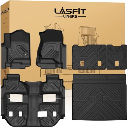 Miniatura 62 de LASFIT Juego completo de tapetes de elastómero termoplástico para todo tipo de clima de ajuste personalizado para automóviles, de 1ª y 2ª fila, 3