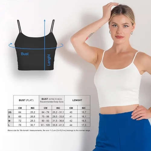 Miniatura 7 de Camisetas cortas para mujer, largas, blancas, negras, sexy, lindas, de entrenamiento, tirantes delgados, recortadas, de cintura alta, paquete de 2