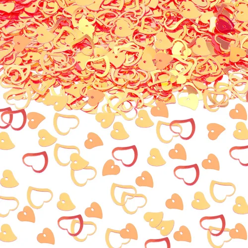 Miniatura 11 de ONLYKXY 1200 piezas de confeti en forma de corazón, decoración de mesa de boda, confeti con purpurina para fiesta de boda (amarillo brillante)