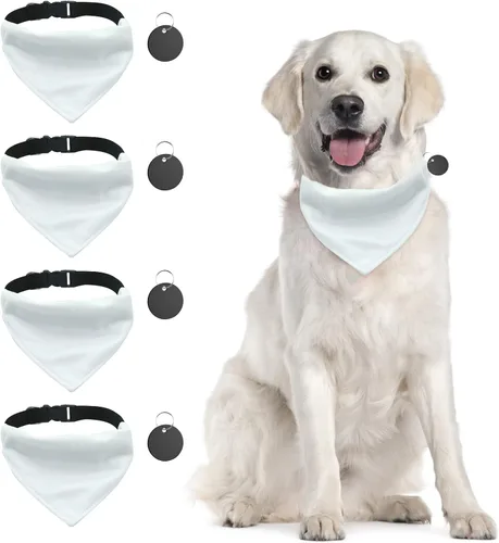 Miniatura 8 de 4 unidades de collar triangular blanco para perro, bandana para perro con hebilla ajustable sublimación en blanco, bandanas para perros y gatos, S