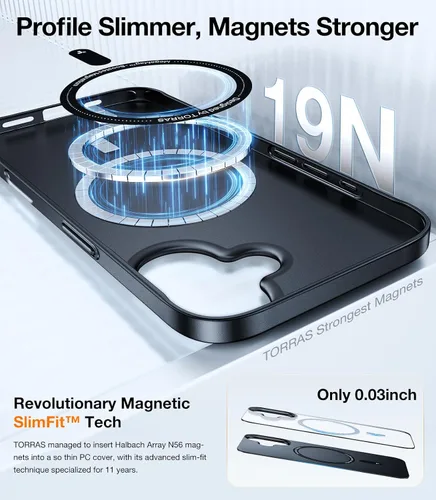 Miniatura 4 de TORRAS Funda Magnética Ajustada Delgada para iPhone 16 de 6.1 pulgadas, Funda Ultra-Delgada para Teléfono 16 Compatible con MagSafe Phone 16, Funda