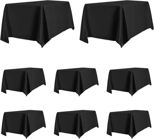 Miniatura 16 de PureFit - Juego de 6 manteles rectangulares negros de 60 x 102 pulgadas para mesas de 6 pies, manteles de lino resistentes a manchas y arrugas