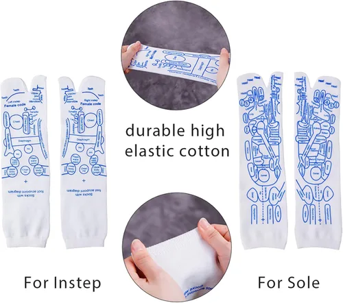 Miniatura 2 de Broman Calcetines de reflexología con pluma de acupresión con extremo Gua Sha, remedio para aliviar el dolor de pies, talla de mujer