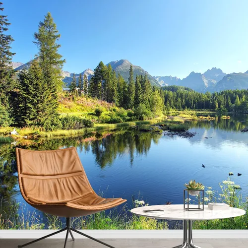 Miniatura 12 de wall26 - Mural de pared grande - Paisaje estilo pintura al óleo con cielo reflejado en la superficie del agua tranquila Papel pintado de vinilo