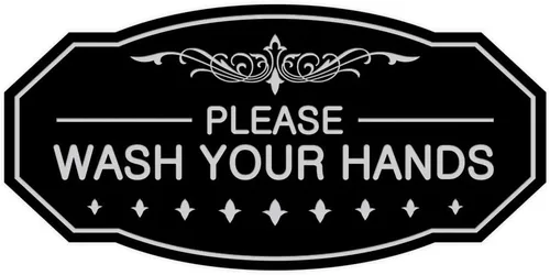 Miniatura 10 de Signs ByLITA Letrero de Victorian Please Wash Your Hands (plata cepillada) - Grande Brushed Silver