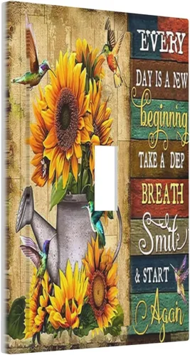 Miniatura 109 de Cubiertas Decorativas para Placas de Interruptor Diente de León Azul Rústico Citas Inspiradoras Casa de Campo Tablón de Madera Gris 1 Gang Cubierta