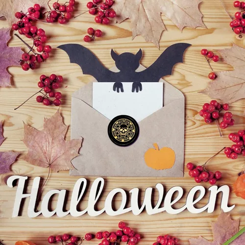 Miniatura 5 de CRASPIRE Sello de cera de calavera para Halloween, sello de cera de sellado circular de 30mm (1.18 pulgadas), cabeza de sello de latón extraíble