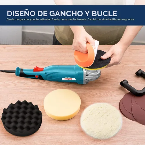 Miniatura 3 de ENEACRO Pulidora, cera pulidora rotativa para automóvil, 1600 W, 7 pulgadas/6 pulgadas, velocidad variable 1500-3500 RPM, mango desmontable adecuado