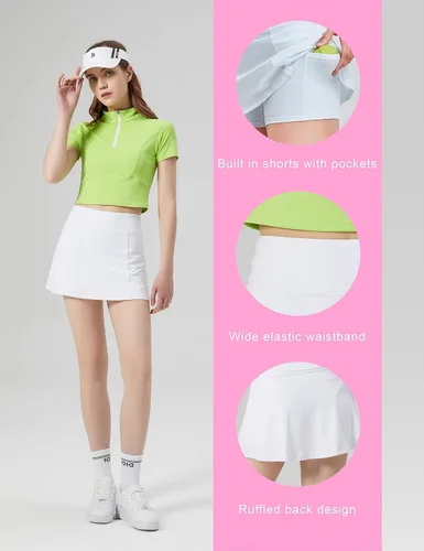Miniatura 5 de 1a1a Falda de tenis de golf para mujer, pantalón corto de cintura alta, atlético, falda deportiva con bolsillos cortos