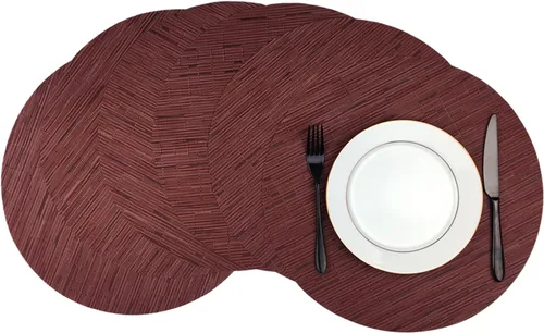 Miniatura 21 de WAZAIGUR Juego de 4 manteles individuales redondos de vinilo tejido fáciles de limpiar, resistentes al calor, manteles para mesa de cocina de 15 Azul