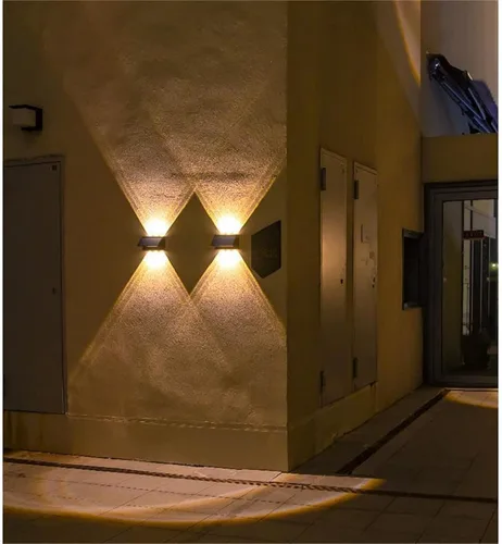 Miniatura 5 de ASLIDECOR Luz solar de pared hacia arriba, paquete de 2 6 luces LED iluminan al aire libre, lámpara con sensor de luz solar, IP65, impermeable