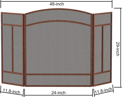 Miniatura 5 de Fire Beauty Pantalla para chimenea de 3 paneles de hierro forjado de 48 pulgadas de largo x 29 pulgadas de alto, cubierta de protección contra