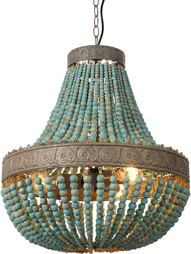 Miniatura 13 de Lámpara Colgante de Araña con Cuentas de Madera Bohemia Boho Playera Lámpara de Techo Accesorios de Iluminación