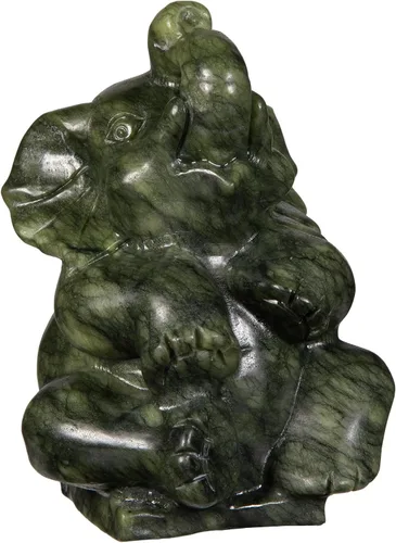 Miniatura 12 de Nupuyai Estatua de cabeza de perro de jade verde natural para decoración de oficina en casa, figura de animal tallada curativa, escultura
