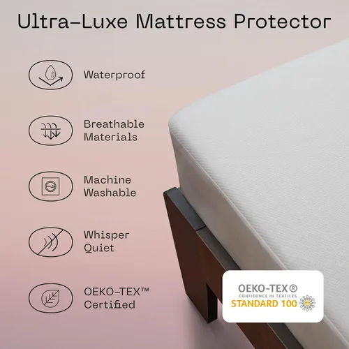 Miniatura 2 de Coop Home Goods Paquete de protector de colchón Queen y almohadilla para incontinencia, impermeable, ultra lujoso, CertiPUR-US, Greenguard Gold