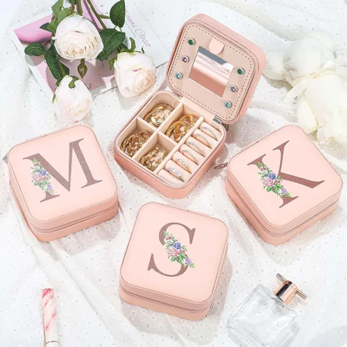Miniatura 8 de Yesteel Estuche de joyería de viaje, caja de joyería portátil de viaje para anillos, aretes, collar, pulsera, organizador de almacenamiento