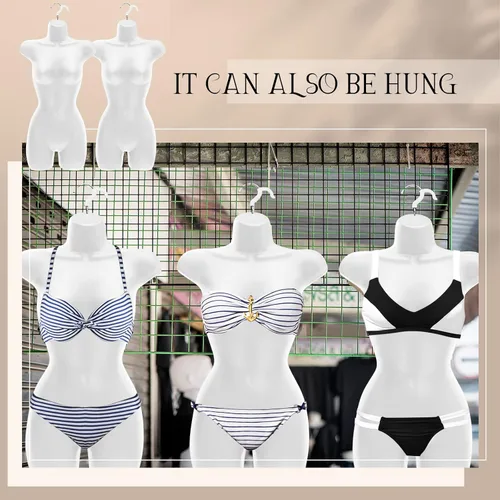 Miniatura 3 de Juexica Maniquí colgante para mujer, forma de vestido con gancho para colgar en la cadera, maniquí largo y hueco, torso grueso, plástico