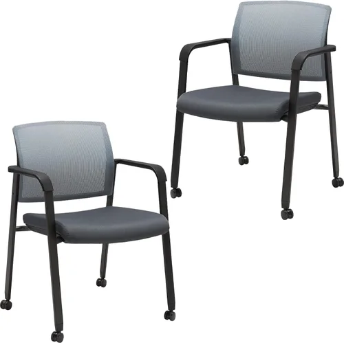 Miniatura 22 de CLATINA Juego de 2 sillas apilables con respaldo de malla con asiento de tela tapizado y soporte lumbar ergonómico para oficina, escuela, iglesia