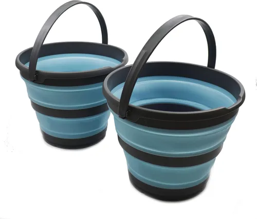 Miniatura 20 de SAMMART Cubo de plástico plegable de 10 L (2.6 galones), bañera redonda plegable, cubo de agua portátil para pesca, bote de agua para exteriores