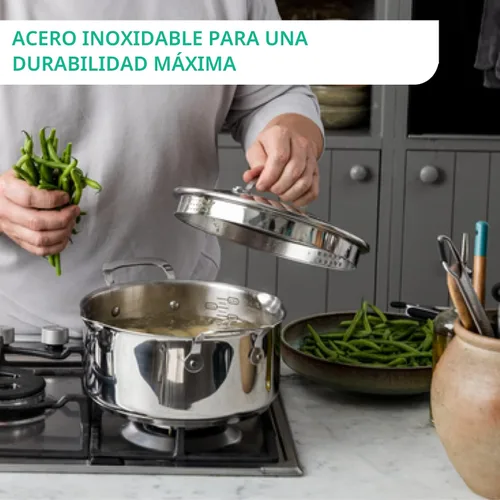 Miniatura 6 de T-Fal Jamie Oliver Sartenes de acero inoxidable con revestimiento antiadherente de 9.5 y 11 pulgadas, compatibles con inducción, aptas para horno