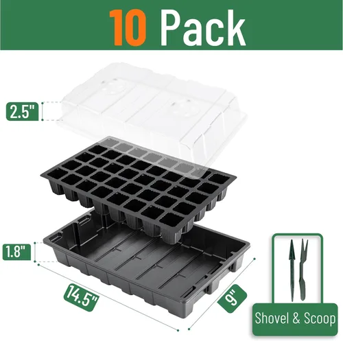 Miniatura 2 de Mr. Pen - Kits de bandejas de inicio de semillas, paquete de 10, 400 celdas en total, bandejas duraderas para germinación de plantas con cúpulas