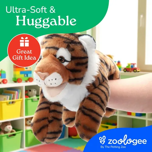 Miniatura 6 de The Petting Zoo Peluche de marioneta de mano de tigre, regalos para niños, animales de marioneta, juguete de peluche interactivo de tigre, 16
