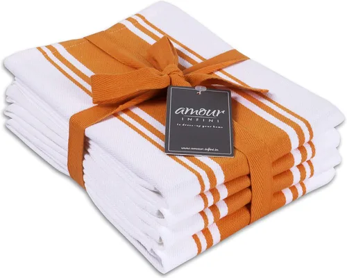 Miniatura 23 de AMOUR INFINI Toallas de cocina 100% algodón, paquete de 4, altamente absorbentes, de secado rápido, toallas de cocina a rayas de primera calidad