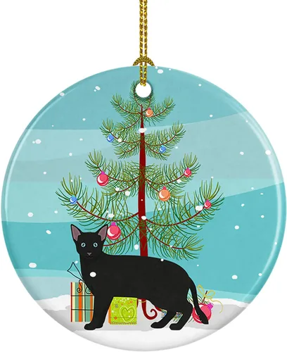 Miniatura 76 de Caroline's Treasures Adorno de cerámica con texto en inglés "Merry Christmas" para colgar en el árbol de Navidad, decoración para el hogar, Navidad