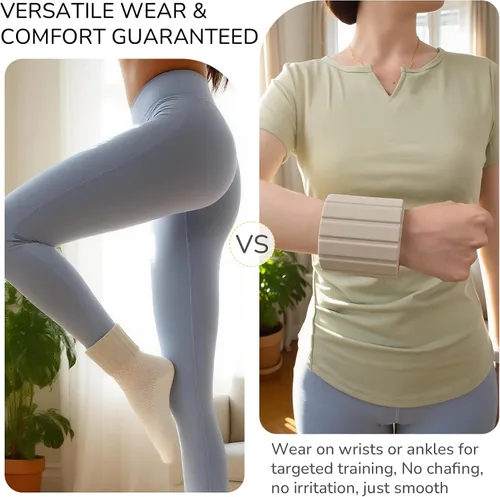 Miniatura 5 de Pesas de tobillo y muñeca para mujeres y hombres, diseño magnético ultrafino ajustable, silicona agradable a la piel con bloques de acero para yoga