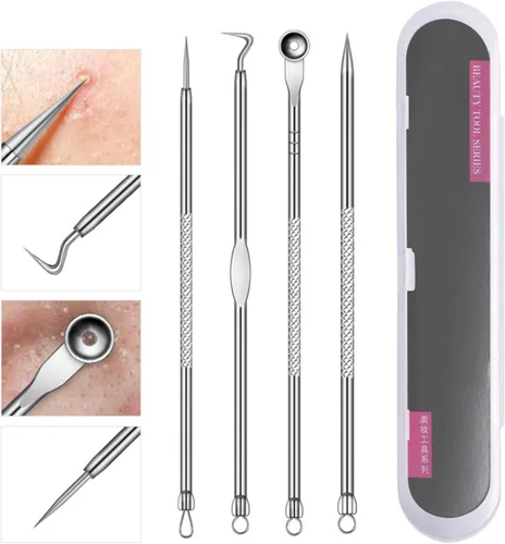 Miniatura 2 de Pinzas faciales profesionales para puntos negros, kit extractor de acné, herramienta para reventar espinillas, clip para espinillas, clip para acné