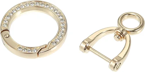 Miniatura 6 de X AUTOHAUX Llavero de repuesto para llavero de automóvil para hombres y mujeres con anillo en forma de D, Tono dorado