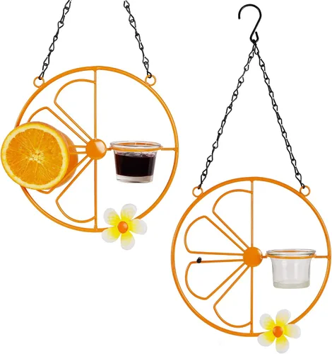 Miniatura 8 de FORUP Oriole - Comedero para pájaros para jalea y naranjas al aire libre, comedero para pájaros de jalea de Oriola de fruta naranja, para jardín al