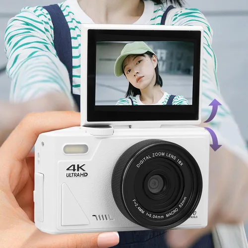 Miniatura 8 de Cámara digital 5K para fotografía con pantalla abatible de 180 ° de 3 pulgadas, cámara de vlogging de 75MP para, cámara compacta HD, zoom digital