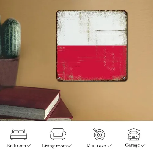 Miniatura 7 de Letrero de metal con bandera de país internacional, bandera de Polonia, regalo de bandera de Polonia, letreros de aluminio envejecidos