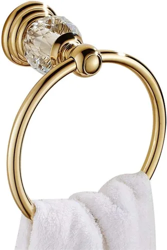 Miniatura 2 de WINCASE Accesorios de baño de oro, Conjunto de barra de toalla de cristal ajustable, juego de hardware dorado para toallas de mano, anillo, soporte