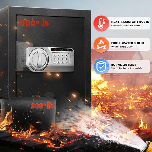 Miniatura 3 de Caja de seguridad de 2.5 pies cúbicos para documentos del hogar - Caja de seguridad electrónica digital de acero, caja de seguridad personal