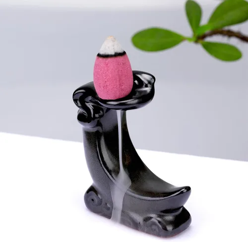 Miniatura 10 de Quemador de Incienso de Reflujo Mano de Buda, Quemador de Incienso Cascada, Fuente de Incienso de Cerámica Portaincienso de Buda, Quemador de Conos
