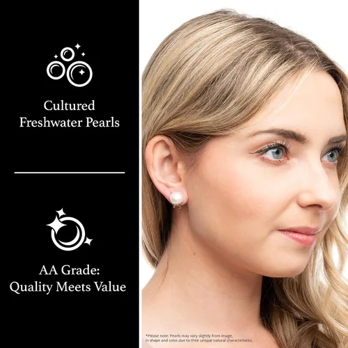 Miniatura 2 de Pendientes Omega de plata de ley 925 con clip francés de perlas de 0.512 in cultivadas en agua dulce