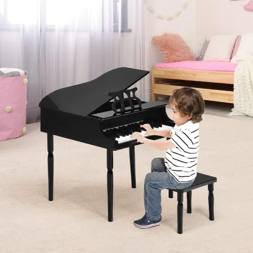 Miniatura 4 de Costzon Piano Clásico para Niños, Piano de Juguete de Madera con 30 Teclas, con Soporte para Partituras y Banco, Mini Juguete Musical para Niños