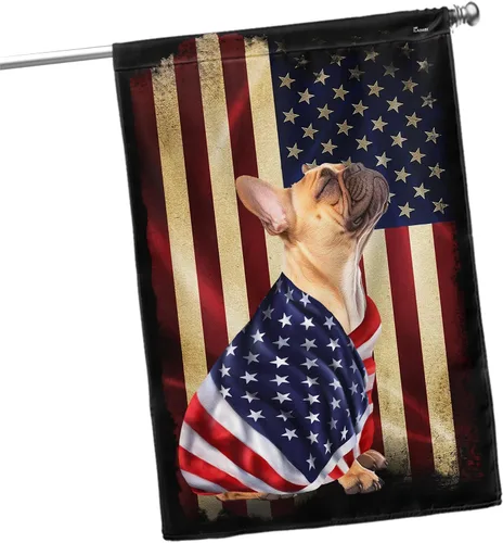Miniatura 2 de FLAGWIX Banderas de casa de bulldog francés, decoración de perro, bandera estadounidense, 30 x 40, decoración para el hogar, decoración de patio