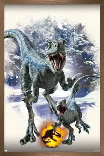 Miniatura 14 de Trends International Jurassic World: Dominion - Póster de pared focal azul y beta, 22.375 x 34 pulgadas, versión enmarcada de madera de granero