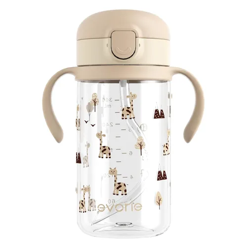 Miniatura 13 de Evorie Tritan - Vaso para sorber con popote a prueba de derrames, 10 onzas para bebés y niños pequeños de 1 a 3 años, botella de agua con pajilla