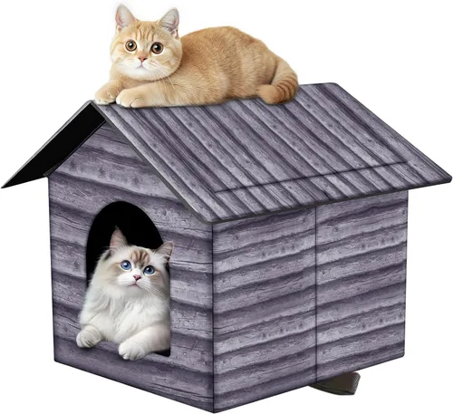 Casa para Gatos de Exterior Casa para Gatos para Uso en Exteriores e Interiores - Refugio Impermeable para Gatos, Perros y Animales Ferales (Color