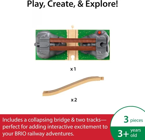 Miniatura 4 de BRIO World Puente colapsable para set de trenes de madera - Accesorio de 3 piezas - Certificado FSC - Compatible con BRIO Railway y sets de vías